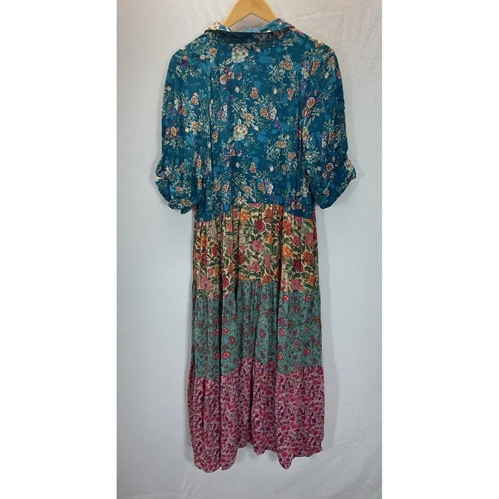 NATURAL LIFE Teal Multi-Color Floral Maxi Dress - Picture 2 of 7